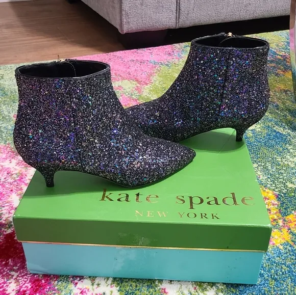 NWT - Kate Spade ♠️ Olly Too Midnight Confetti Glitter Boots