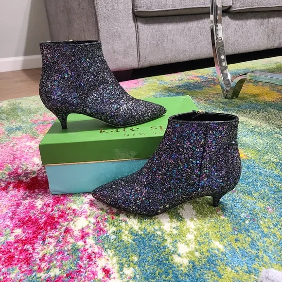 NWT - Kate Spade ♠️ Olly Too Midnight Confetti Glitter Boots
