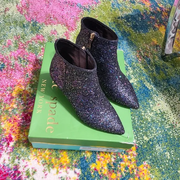 NWT - Kate Spade ♠️ Olly Too Midnight Confetti Glitter Boots
