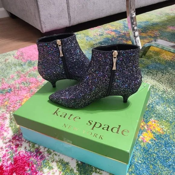 NWT - Kate Spade ♠️ Olly Too Midnight Confetti Glitter Boots