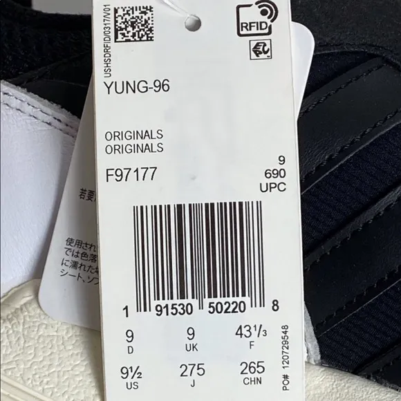NWT Men’s Black &amp; White Adidas Yung 96 Athletic Shoes