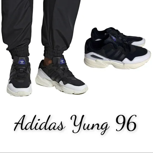 NWT Men’s Black &amp; White Adidas Yung 96 Athletic Shoes