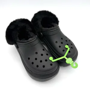 NWT New Crocs Stomp Lined Platform Clog Women's 8 Men's 6 Black Shoes Sandals