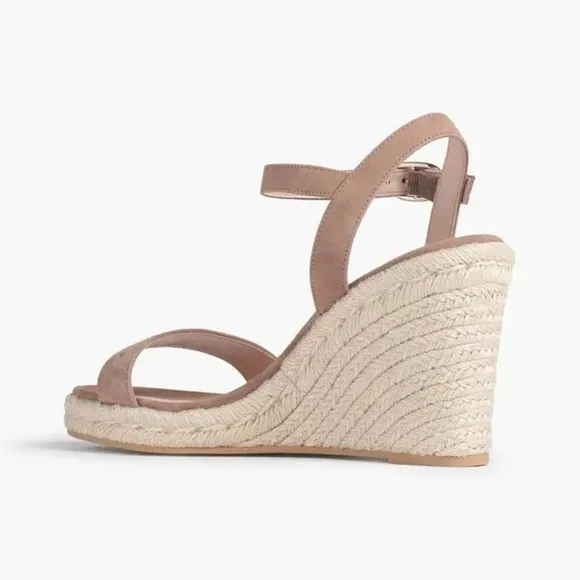 NWT Stuart Weitzman Suede espadrille wedge sandals heels Nude jute beige 40.5/10