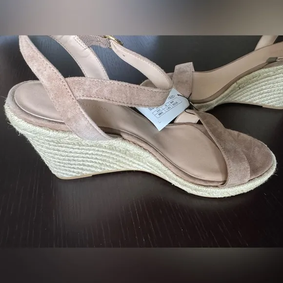NWT Stuart Weitzman Suede espadrille wedge sandals heels Nude jute beige 40.5/10