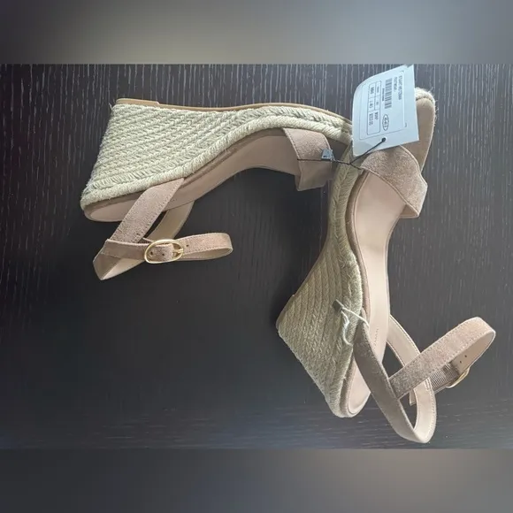 NWT Stuart Weitzman Suede espadrille wedge sandals heels Nude jute beige 40.5/10