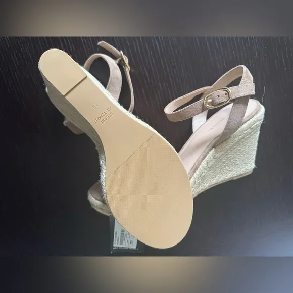 NWT Stuart Weitzman Suede espadrille wedge sandals heels Nude jute beige 40.5/10