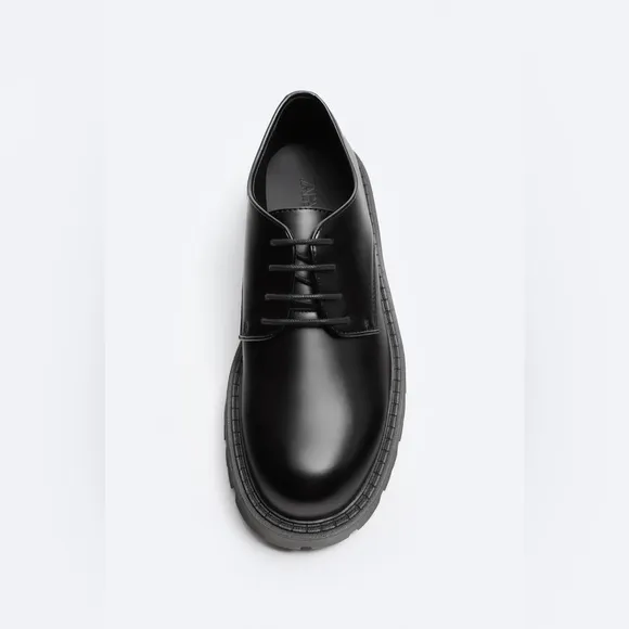 NWT. Zara Man Black Chunky Sole Derby Shoes. Size 9, 11.