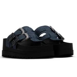 NYRA PLATFORM SANDALS - DENIM