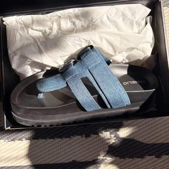 NYRA PLATFORM SANDALS - DENIM