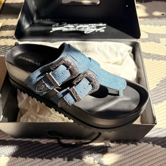 NYRA PLATFORM SANDALS - DENIM