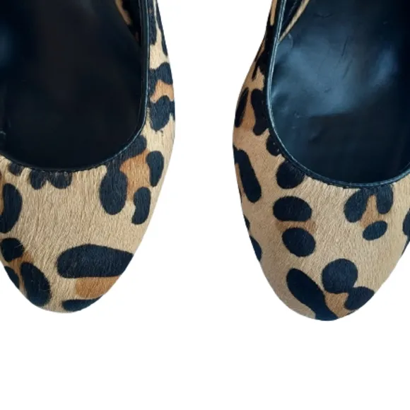 Oh Deer! Lipstick Calf Hair Red Wedge Slingback Shoes Size 9