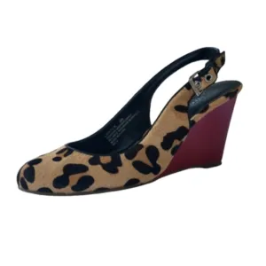 Oh Deer! Lipstick Calf Hair Red Wedge Slingback Shoes Size 9