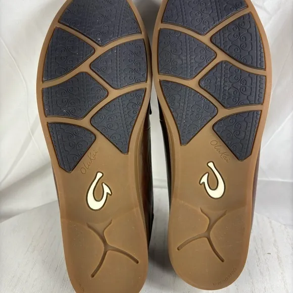 OluKai Kiele Leather Soft Flat Loafer Mule Fold Down Slip On Shoes Women Size 9