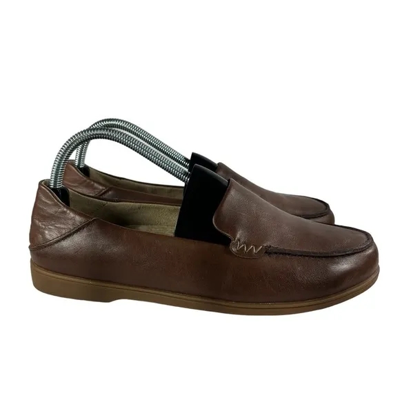 OluKai Kiele Leather Soft Flat Loafer Mule Fold Down Slip On Shoes Women Size 9