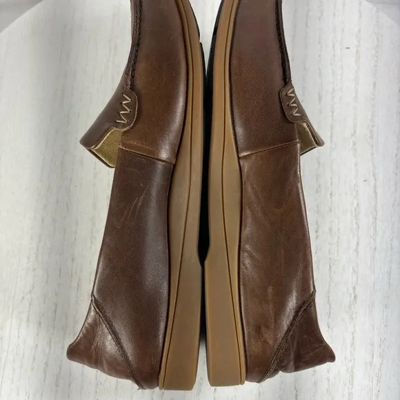 OluKai Kiele Leather Soft Flat Loafer Mule Fold Down Slip On Shoes Women Size 9