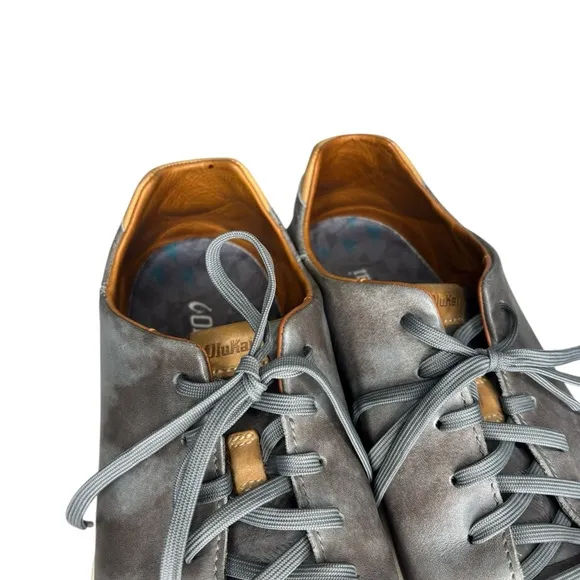 OluKai Lae'Ahi Li'Ili Men's 11 Shoes Gray Blue Leather Sneaker Lace Up Casual