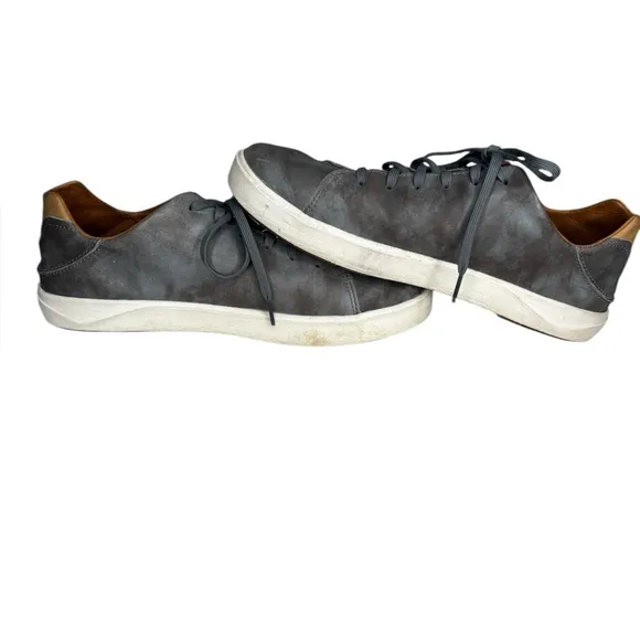 OluKai Lae'Ahi Li'Ili Men's 11 Shoes Gray Blue Leather Sneaker Lace Up Casual