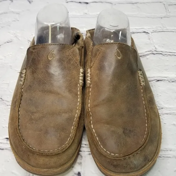 Olukai moloa brown leather shoes