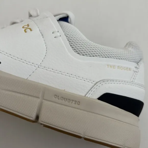 On Cloud White Blue The Roger Faux Leather Casual‎ Sneaker Shoes Wome Size 9 NEW