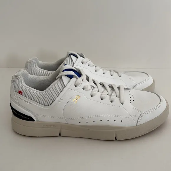 On Cloud White Blue The Roger Faux Leather Casual‎ Sneaker Shoes Wome Size 9 NEW