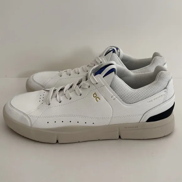 On Cloud White Blue The Roger Faux Leather Casual‎ Sneaker Shoes Wome Size 9 NEW
