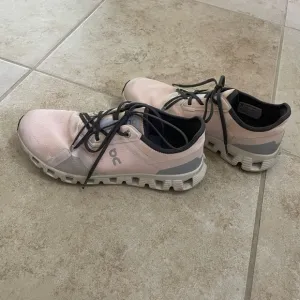 On Running Blush and Charcoal Shoes
