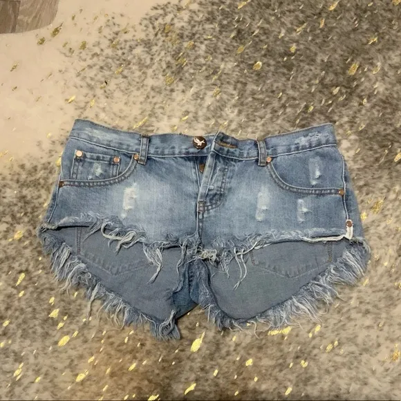 One Teaspoon Distressed Jean Shorts size 28