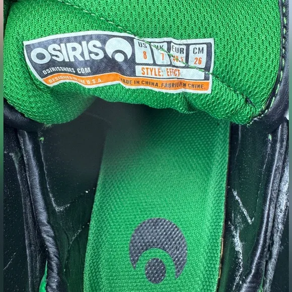 Osiris Effect Green High-Top Sneakers, Size 8