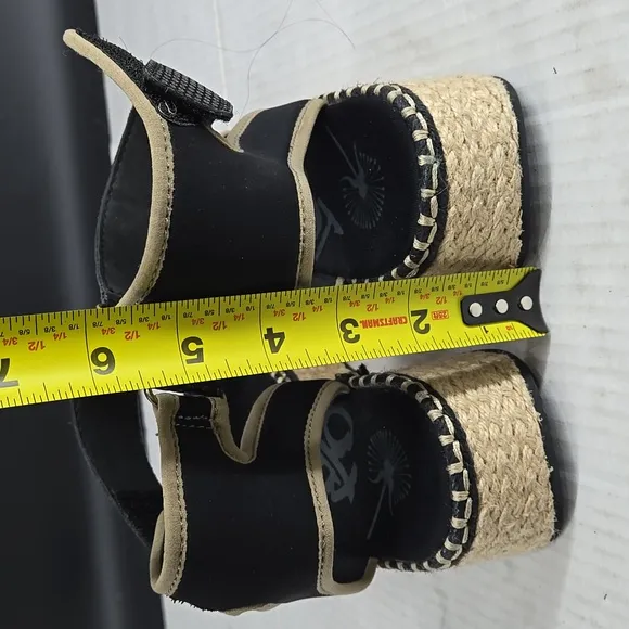 OTBT Reflector Black Sandals Espadrilles With Leather 7.5