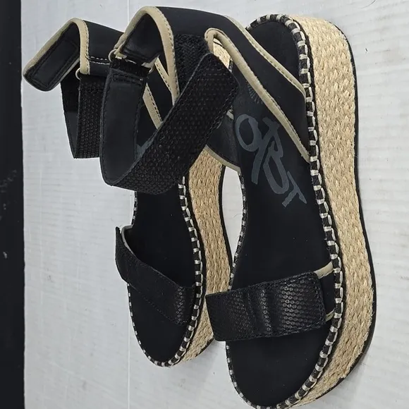 OTBT Reflector Black Sandals Espadrilles With Leather 7.5