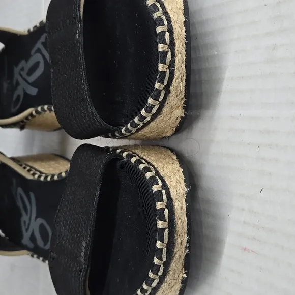 OTBT Reflector Black Sandals Espadrilles With Leather 7.5