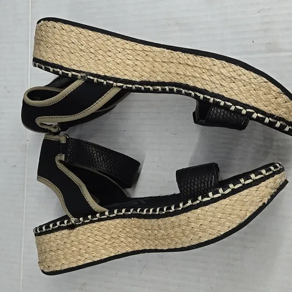 OTBT Reflector Black Sandals Espadrilles With Leather 7.5