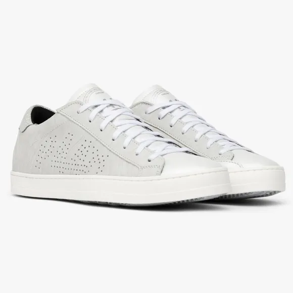P448 John Sneakers Low Top Lace Up Iridescent White Beige Sz 35 EU/ 5-5.5 US