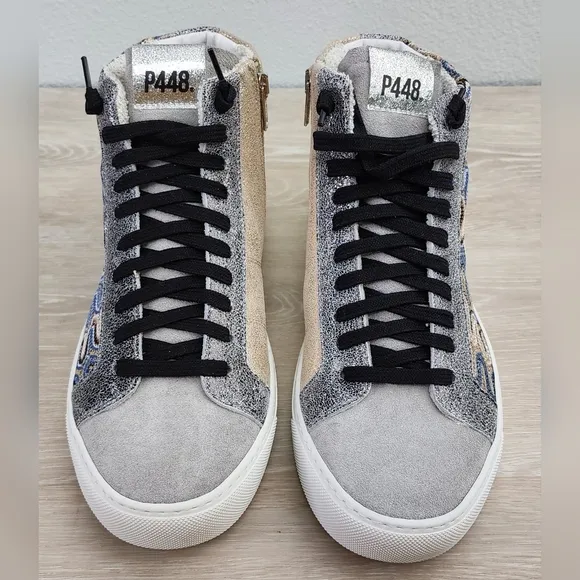 P448 Starbs Panama Metallic High Top Sneakers shoes 39 New Italy surf later 8.5