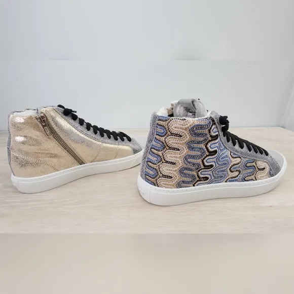 P448 Starbs Panama Metallic High Top Sneakers shoes 39 New Italy surf later 8.5