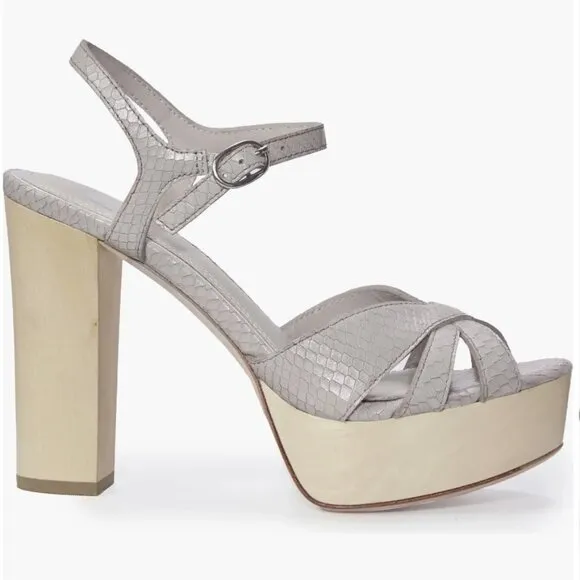 Paige Cassie Snake-Embossed Leather Platform Sandals