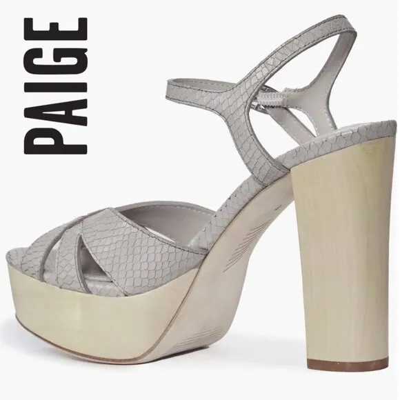 Paige Cassie Snake-Embossed Leather Platform Sandals