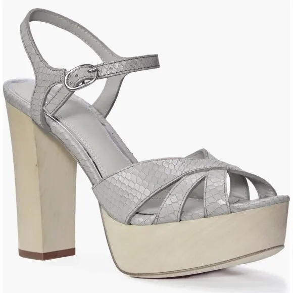 Paige Cassie Snake-Embossed Leather Platform Sandals