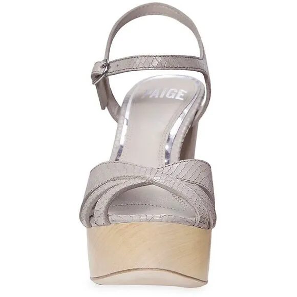 Paige Cassie Snake-Embossed Leather Platform Sandals
