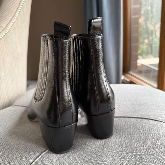 Paige Lyra Pointed Toe Chelsea Elegant Black Ankle Boots