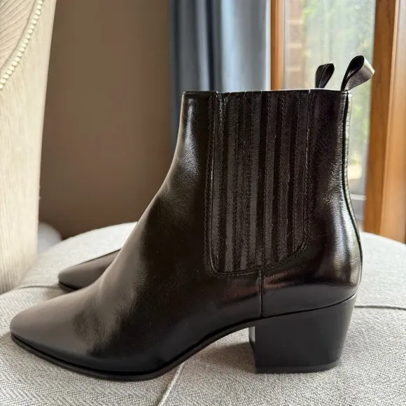 Paige Lyra Pointed Toe Chelsea Elegant Black Ankle Boots