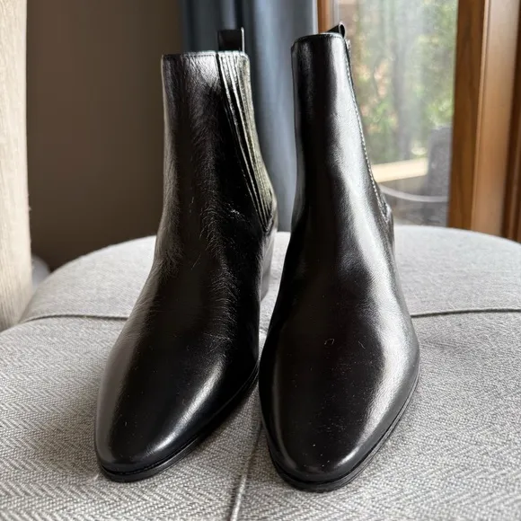 Paige Lyra Pointed Toe Chelsea Elegant Black Ankle Boots