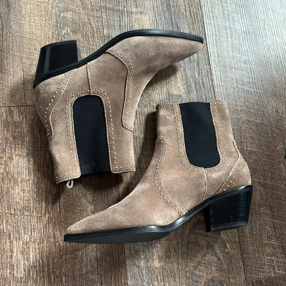PAIGE Studded Brown Ankle Boots