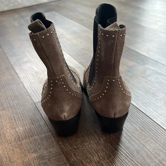 PAIGE Studded Brown Ankle Boots