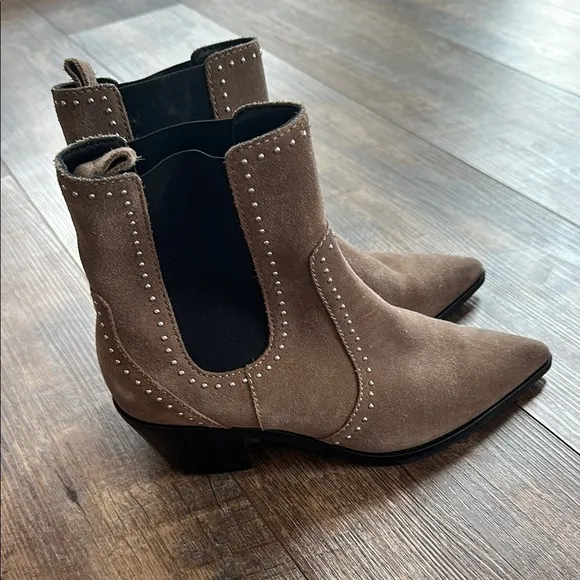 PAIGE Studded Brown Ankle Boots