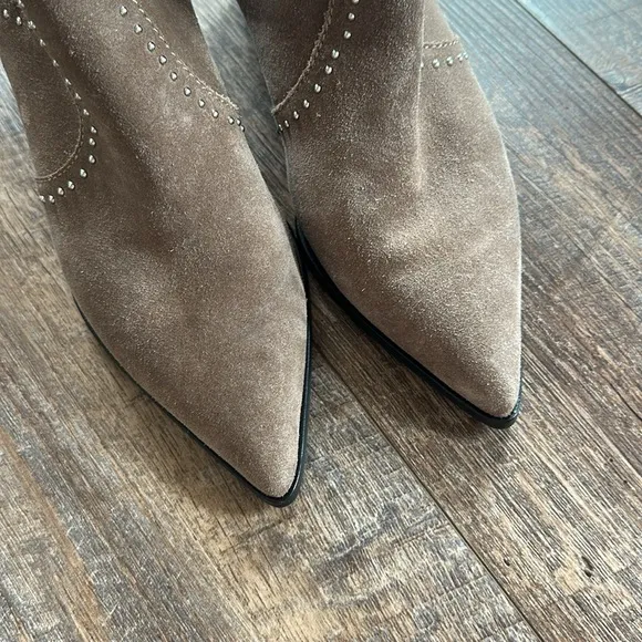 PAIGE Studded Brown Ankle Boots