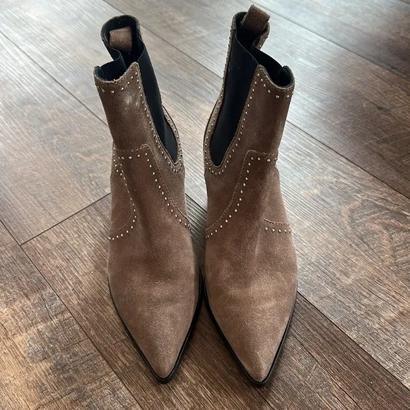 PAIGE Studded Brown Ankle Boots