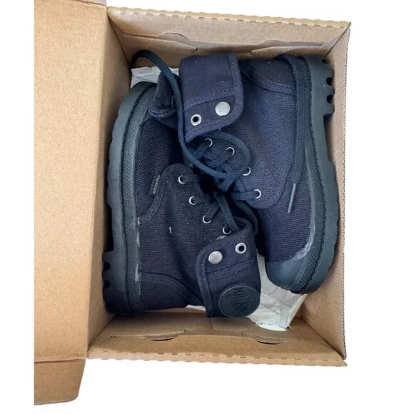 Palladium Boys Baggy Varsity Hi Top Sneaker BOOTS 82353060 Canvas Black