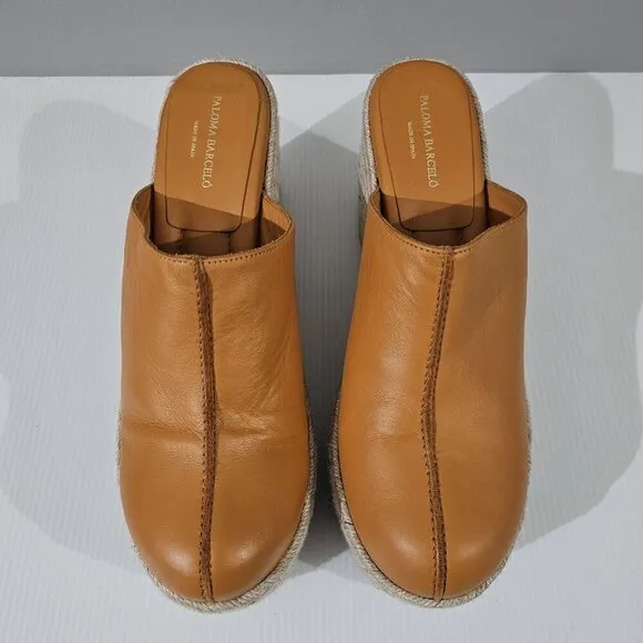 Paloma Barcelo Hebe Wedge Clog Mule Espadrille Womens Orche Orange Leather EU 40